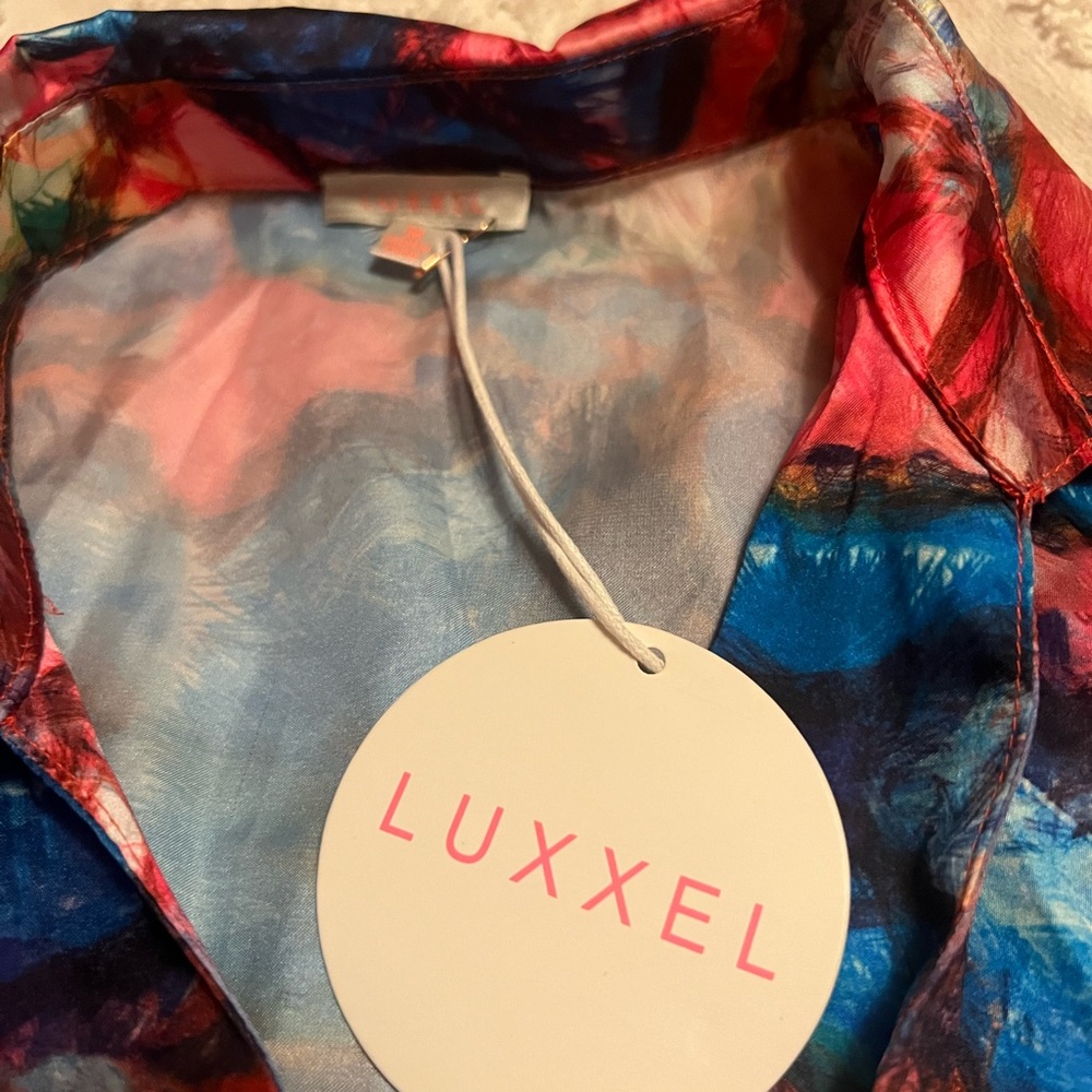 Luxxel Red and Blue Wrap Dress - Picture 3 of 6